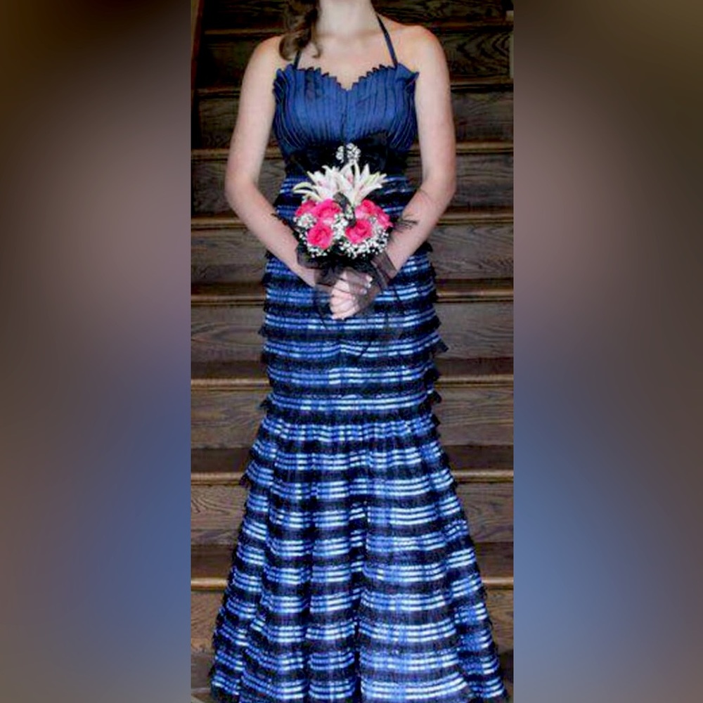 Black and blue gown